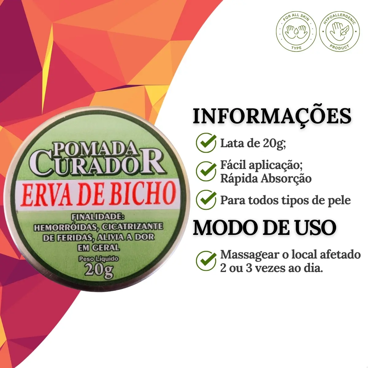 Kit 3 Pomada Erva De Bicho - Hemorroida E Alivio De Dores