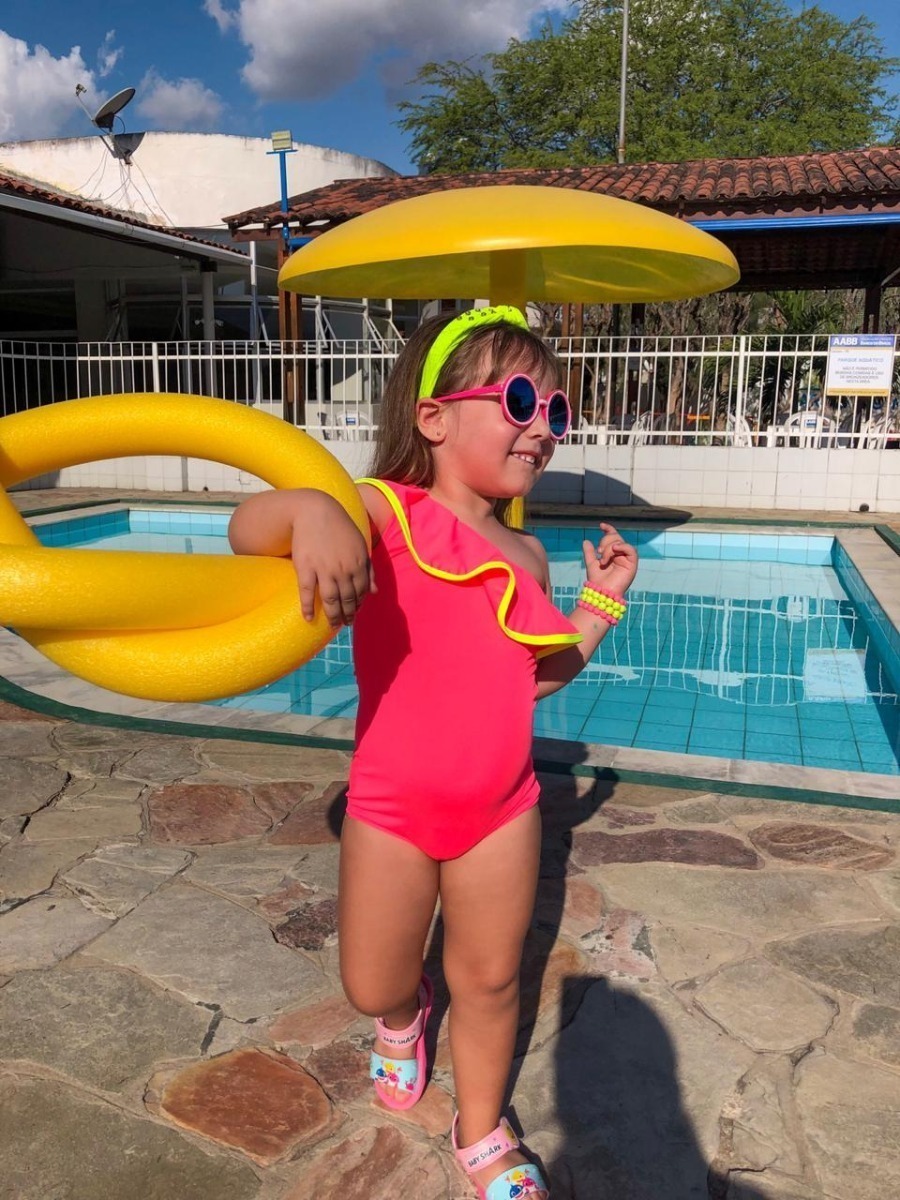 Maiô Neon Body Infantil Moda Menina Praia E Piscina Verão