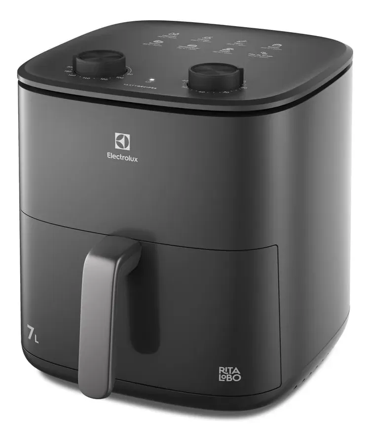 Air Fryer Fritadeira Elétrica sem Óleo 7,0L 1700w Electrolux Grade removível dupla camada Antiaderente 8 Receitas Programadas Aviso Sonoro de segurança automático EAF71 - Cinza