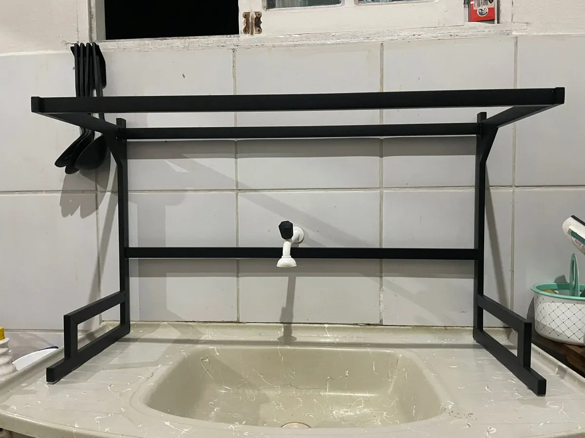 Escorredor de pratos inox preto 85cm 2 andares Dh Comercio