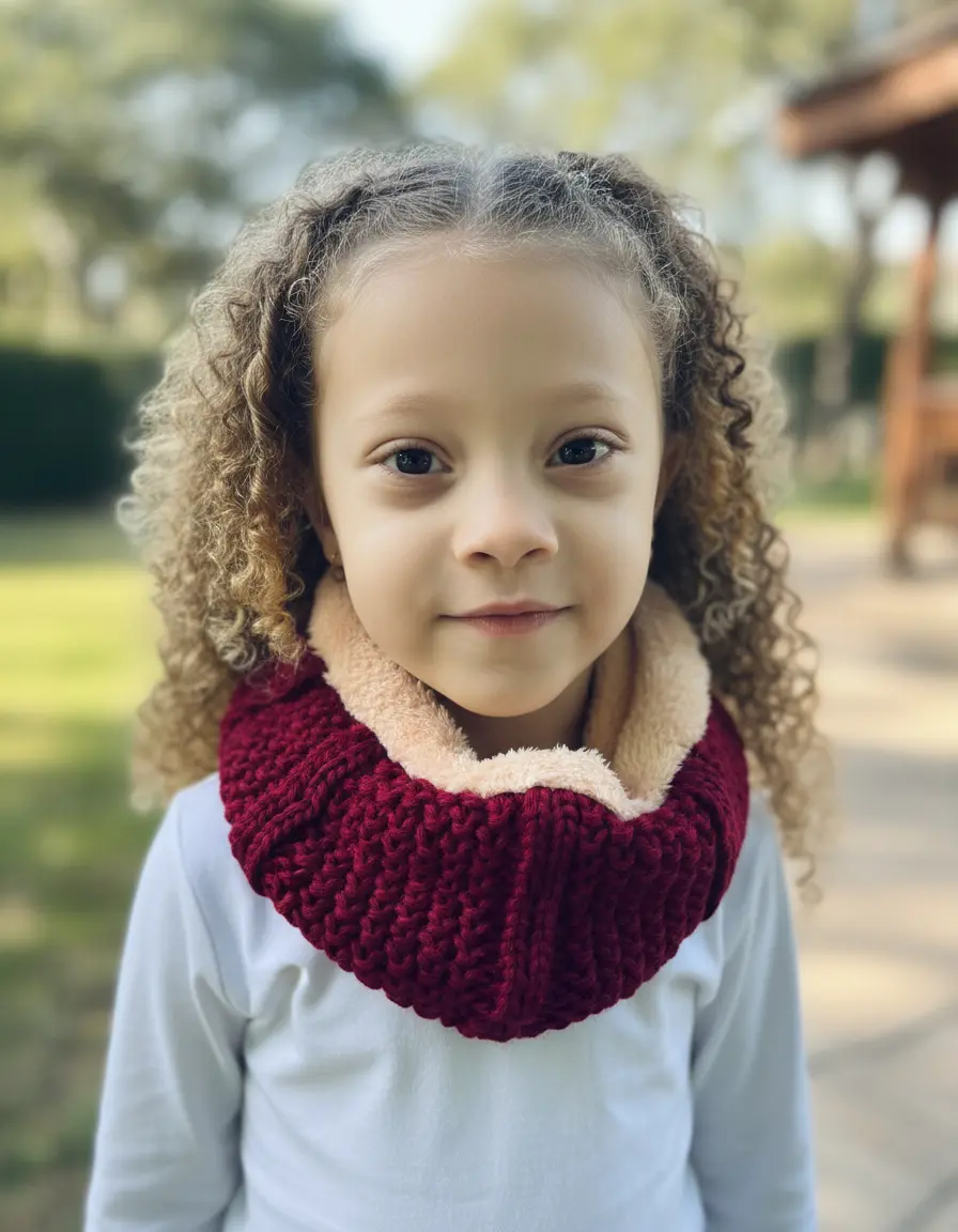 Gola Cachecol em Tricô Infantil (Menina)