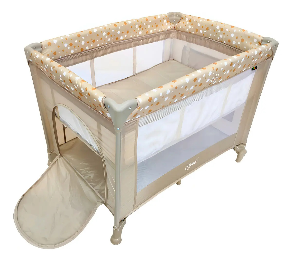 Berço Portátil Infantil Cercado Desmontável Lune Maxi Baby - BEGE
