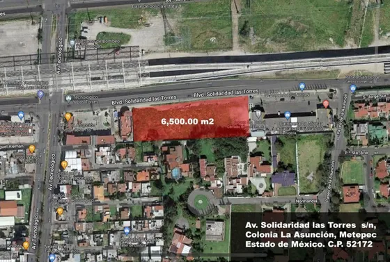Se Vende Terreno 6,500 M2  En Av. Solidaridad Las Torres, Metepec