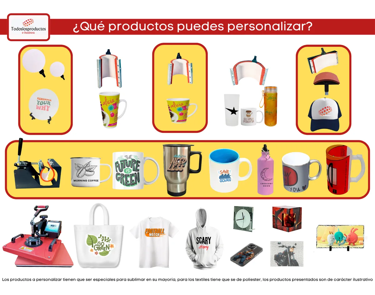 Kit Combo Sublimar 8 En 1 Plancha Para Tazas Gorras Playera - Vista 6