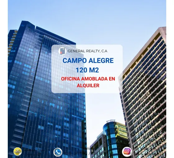 Oficina Amoblada En Alquiler Campo Alegre 120.91m2
