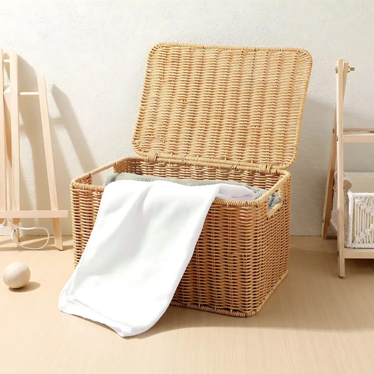 1 Cesto Caixa Organizador Grande Vime Quarto Banheiro Rattan