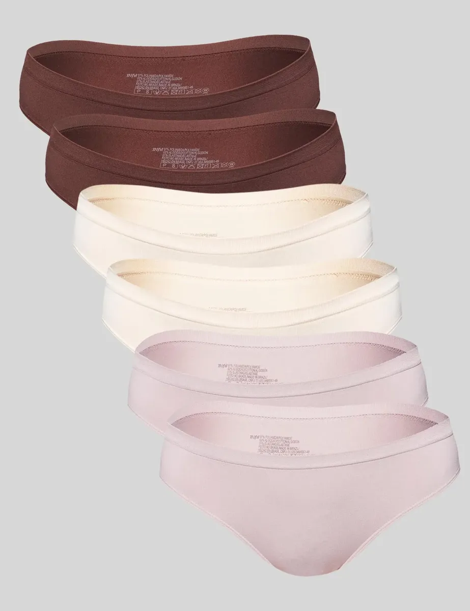 Kit 6 Calcinhas Trifil Feminino Biquíni  Básica Lisa