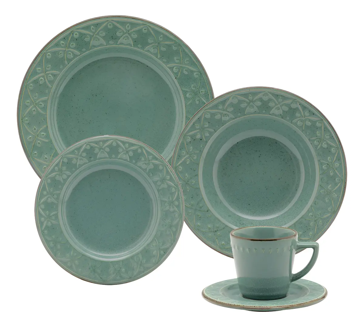 Aparelho De Jantar E Chá 20 Peças Oxford Mendi Malaquita Verde