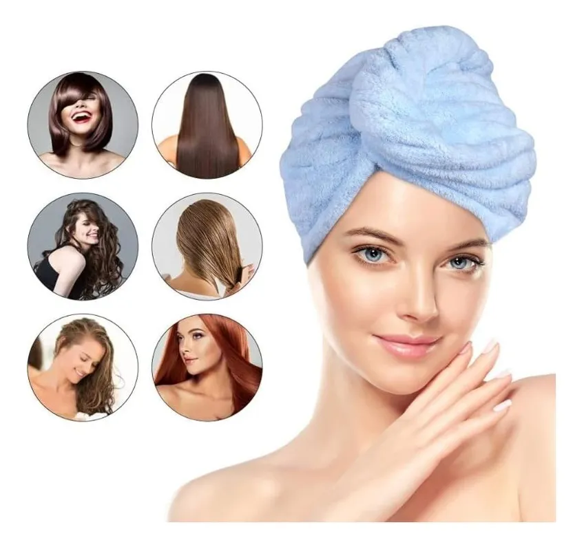 3 Toallas De Rápido Secado Toalla Cabello Microfibra Gorro B Color Paq 1
