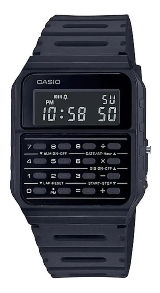 Relógio Casio Unissex Calculadora Data Bank Ca-53wf-1bdf Preto