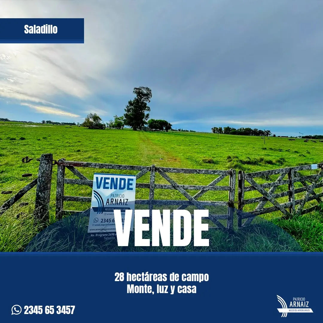 Se Venden 28 Hectáreas De Campo En Saladillo.