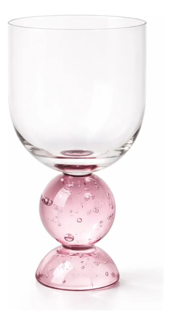 Taça De Vidro Com Base Rosa Esfera Bubble Glass 380 Ml