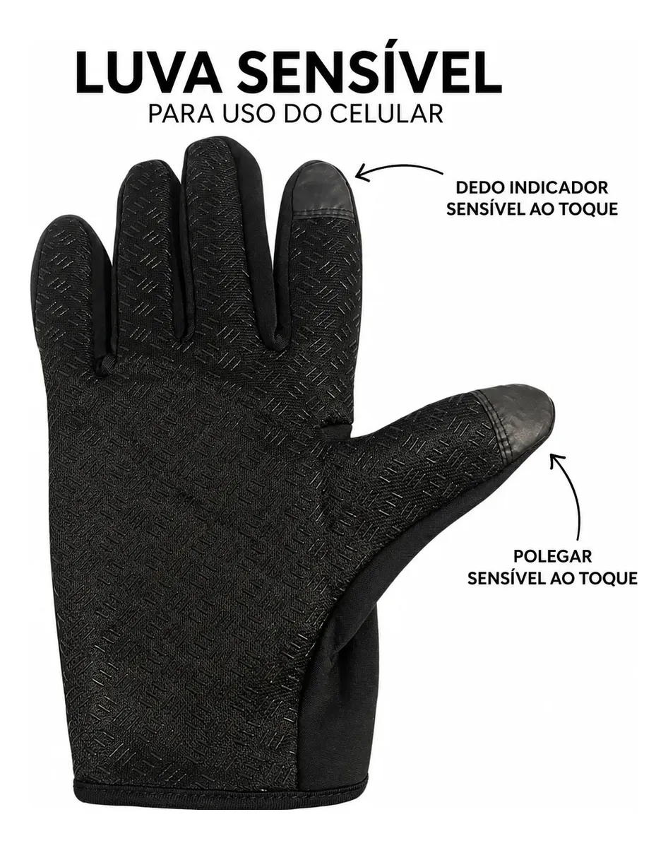 Luva Moto Bicicleta Touch Resistente Água Antiderrapante — foto 6