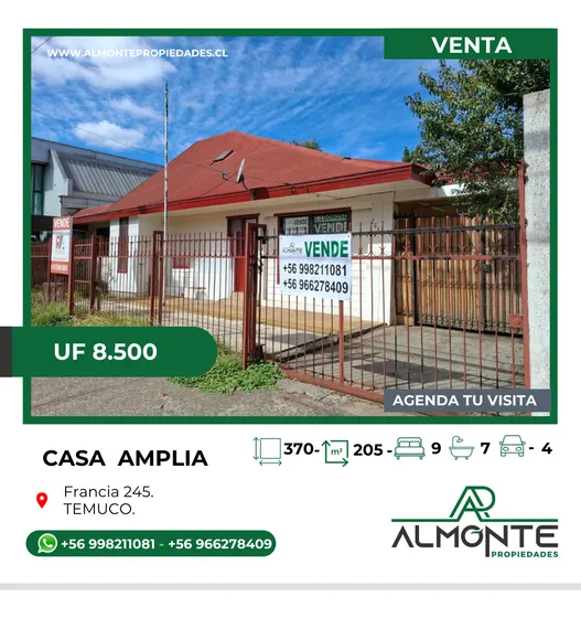 Venta Amplia Casa A Pasos Del Mall Portal Temuco