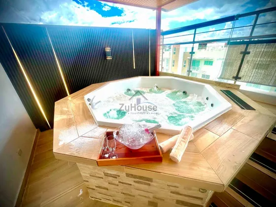 Penthouse Amueblado 3 Habitaciones/3 Baños/terraza/bbq Y Jacuzzi En Res. Con Piscina Santiago Ajda05 A