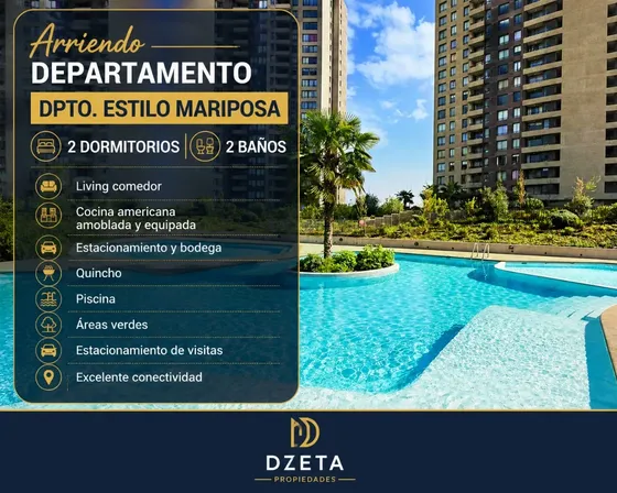Amplio Departamento Estilo Mariposa | 2d + 2b + E + B