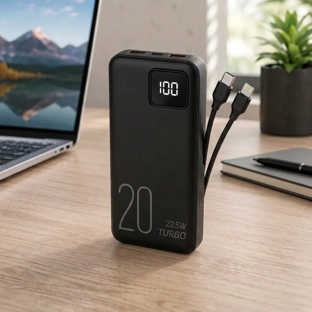 Power Bank 20000mah 22,5w Turbo Carregador Portátil Com Display Digital Bateria Externa Usb-c Para Celular Tablet Android Ios Carregamento Rápido Alta Capacidade Proteções Elétricas Brasiliana Tech