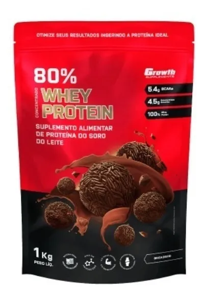 Whey Protein Concentrado 80% Growth Supplements Proteína sabor Brigadeiro x 1kg