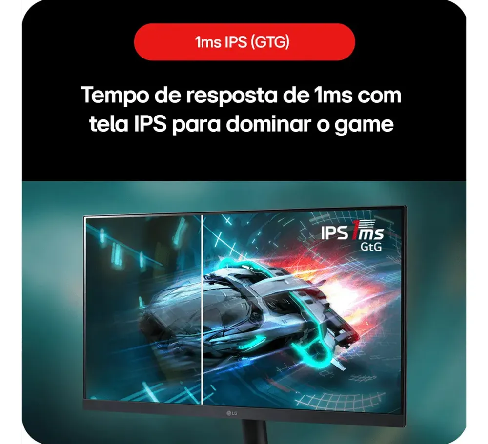 Monitor Gamer LG Ultragear 24 24gs60f-b Ips Full Hd 180hz 1ms (gtg) Nvidia® G-sync® Amd Freesync Hdr10 Srgb 99% Hdmi Displayport Preto 127/220v