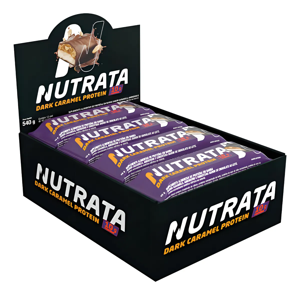 Barra Protein Display 12 Un De 45g - Nutrata - Dark Caramel