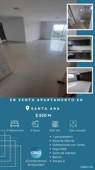 En Venta Apartamento En Santa Ana
