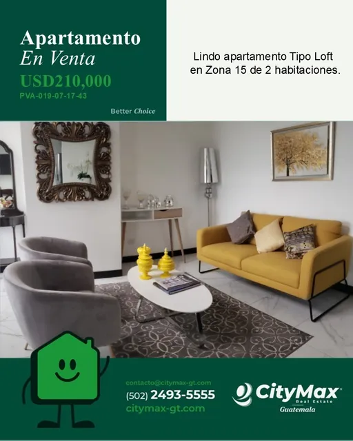 En Venta Lindo Apartamento Tipo Loft Zona 15 Guatemala