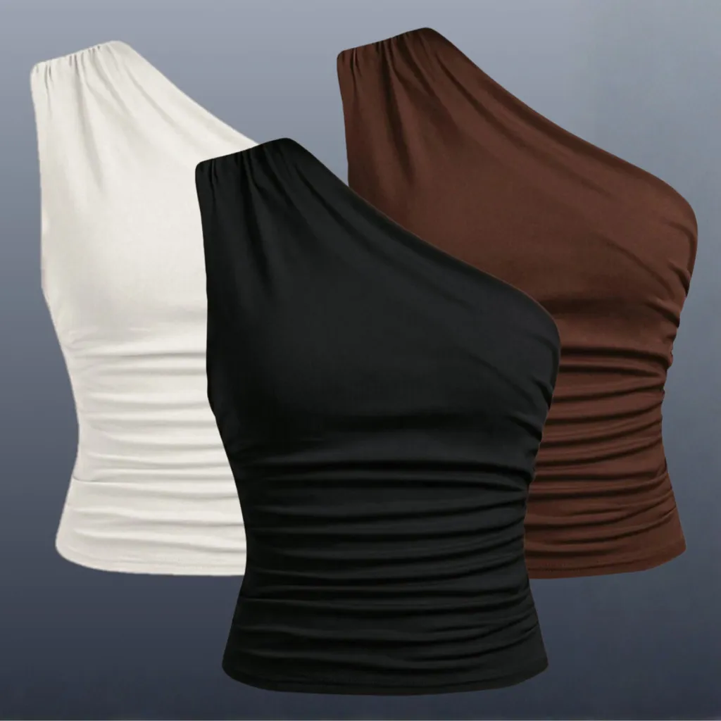 Kit 2 Blusa Feminina Elegante Mula Manga Assimétrica Casual