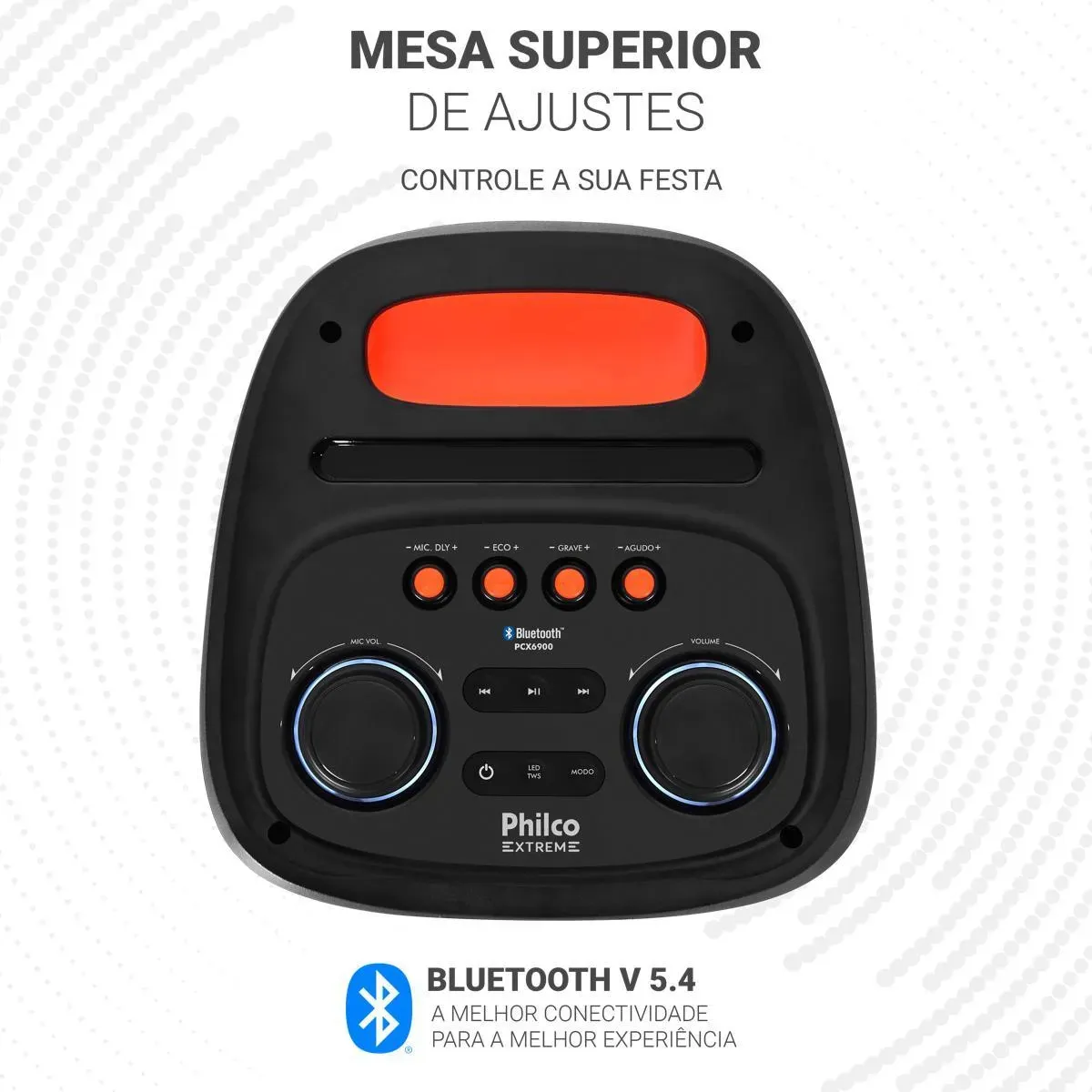 Caixa Som Philco Extreme 1200w Connection Tws Pcx6900 2 Mic Preto 127/220v