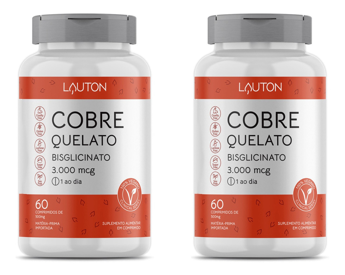Cobre Quelato Para Que Serve Cobre Quelato 3000mcg 60 Comprimidos Lauton Nutrition (2 Un) | Mercado