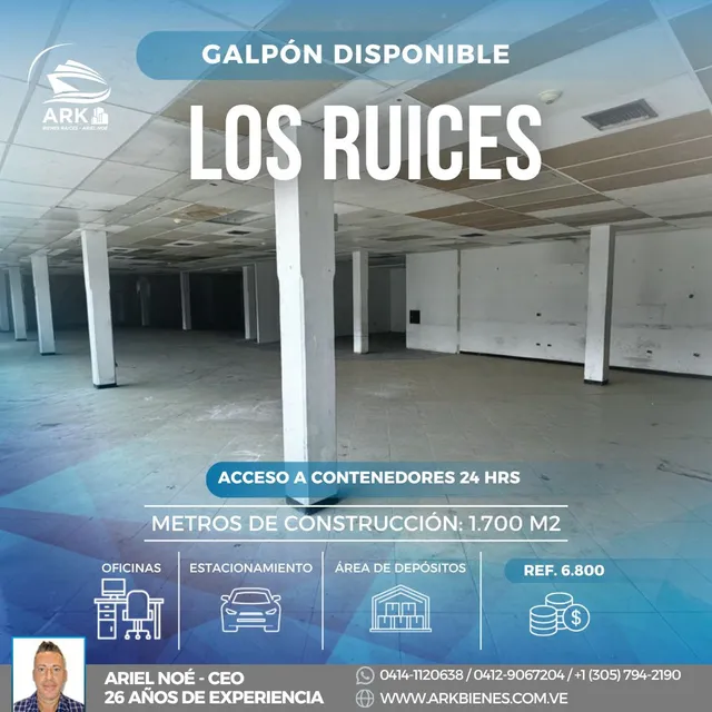 (#1129) Galpón De 1.700 M2 En Los Ruices Sur