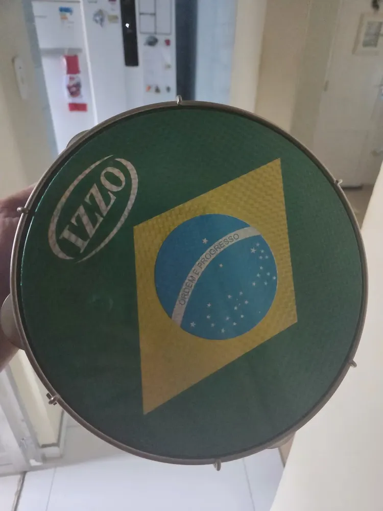 Pandeiro 10 Pol Izzo Abs Azul Pele Bandeira Do Brasil Azul