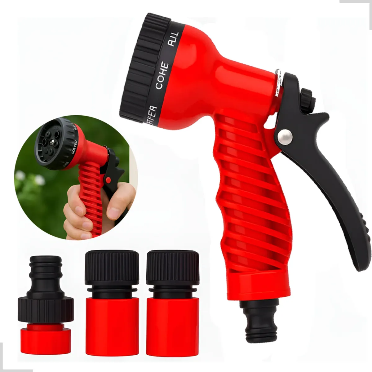 Kit Esguicho Irrigação Com Engate Rápido Bico 7 Funções Jato