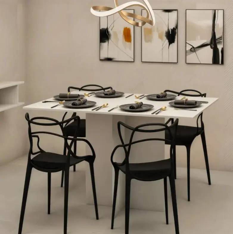 Mesa De Jantar Madeira White Com Tampo Branco Design Moderno Branco 120x70