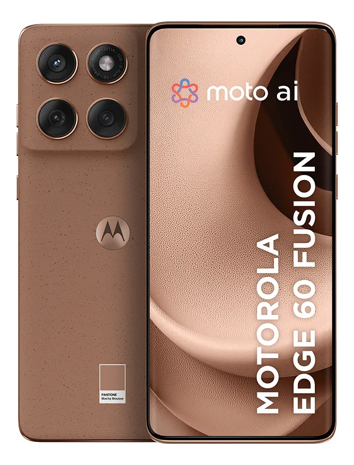 Smartphone Motorola Edge 60 Fusion 5G - 256GB 24GB (8GB RAM+16GB Ram Boost) Tela Quad-Curve moto AI 50MP Sony Camera ultrarresistencia militar IP68 + IP69 - Mocha Mousse