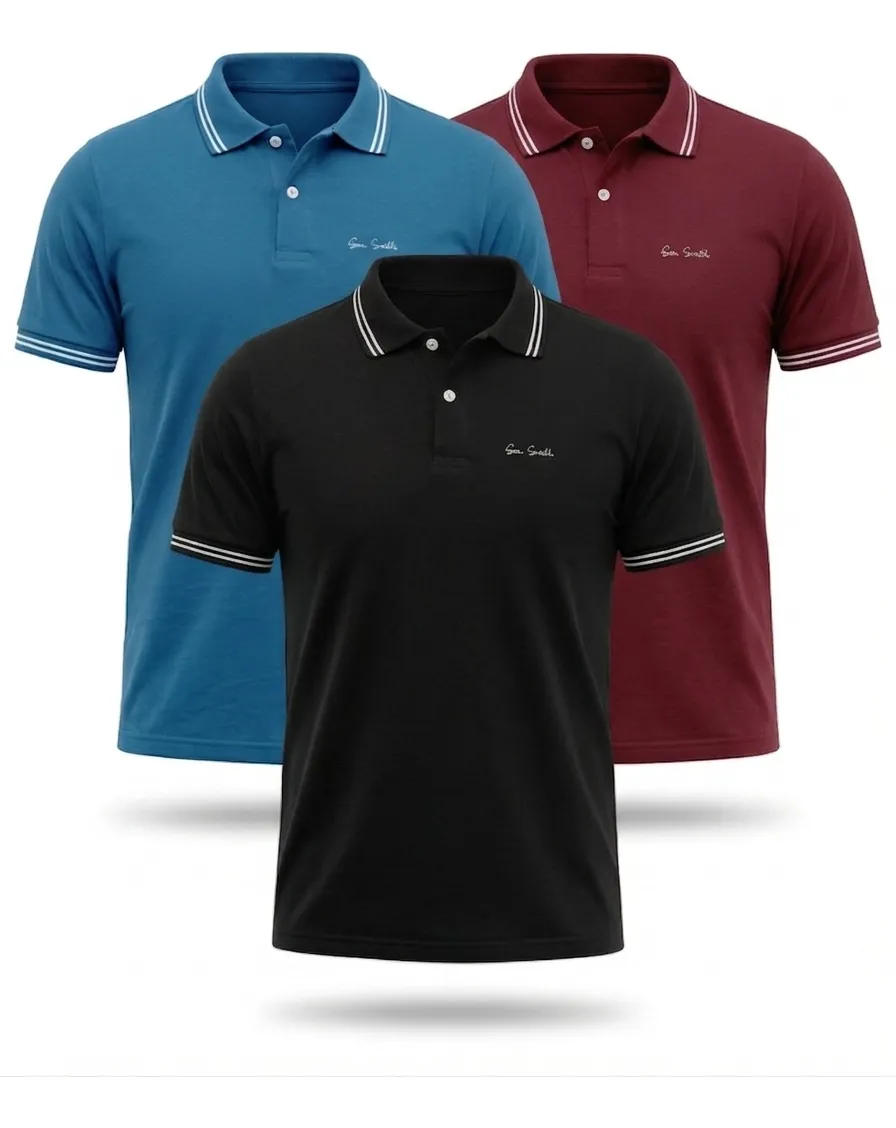 Kit 3 Camisas Gola Polo Masculina Blusa Slim Algodão