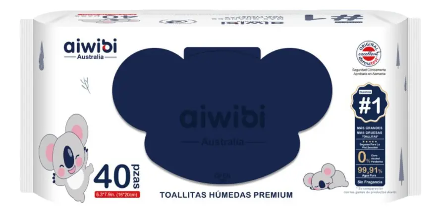 AIWIBI TOALLAS HUMEDAS 40 UNID. 99% AGUA