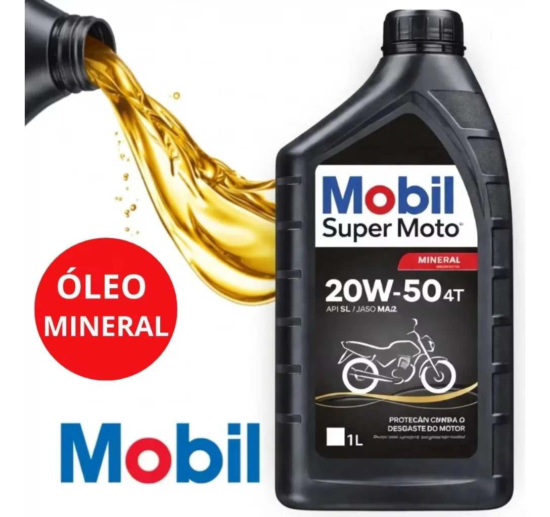 Óleo De Motor Mobil Mineral - 20W50 Para Moto/Quadriciclo 1L