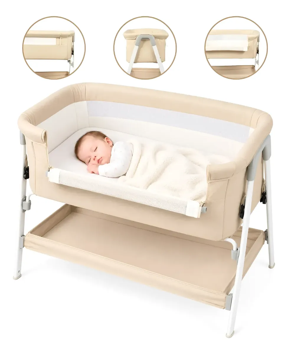 Berço Portátil Moisés Para Bebê Acoplado Na Cama Com Colchão