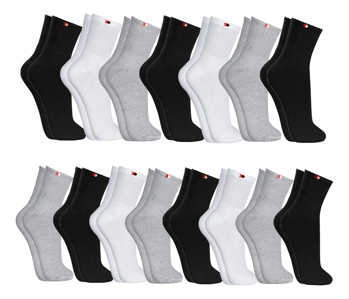 Kit 15 Pares Meias Sport Algodão Cano Médio Sandrini Confort