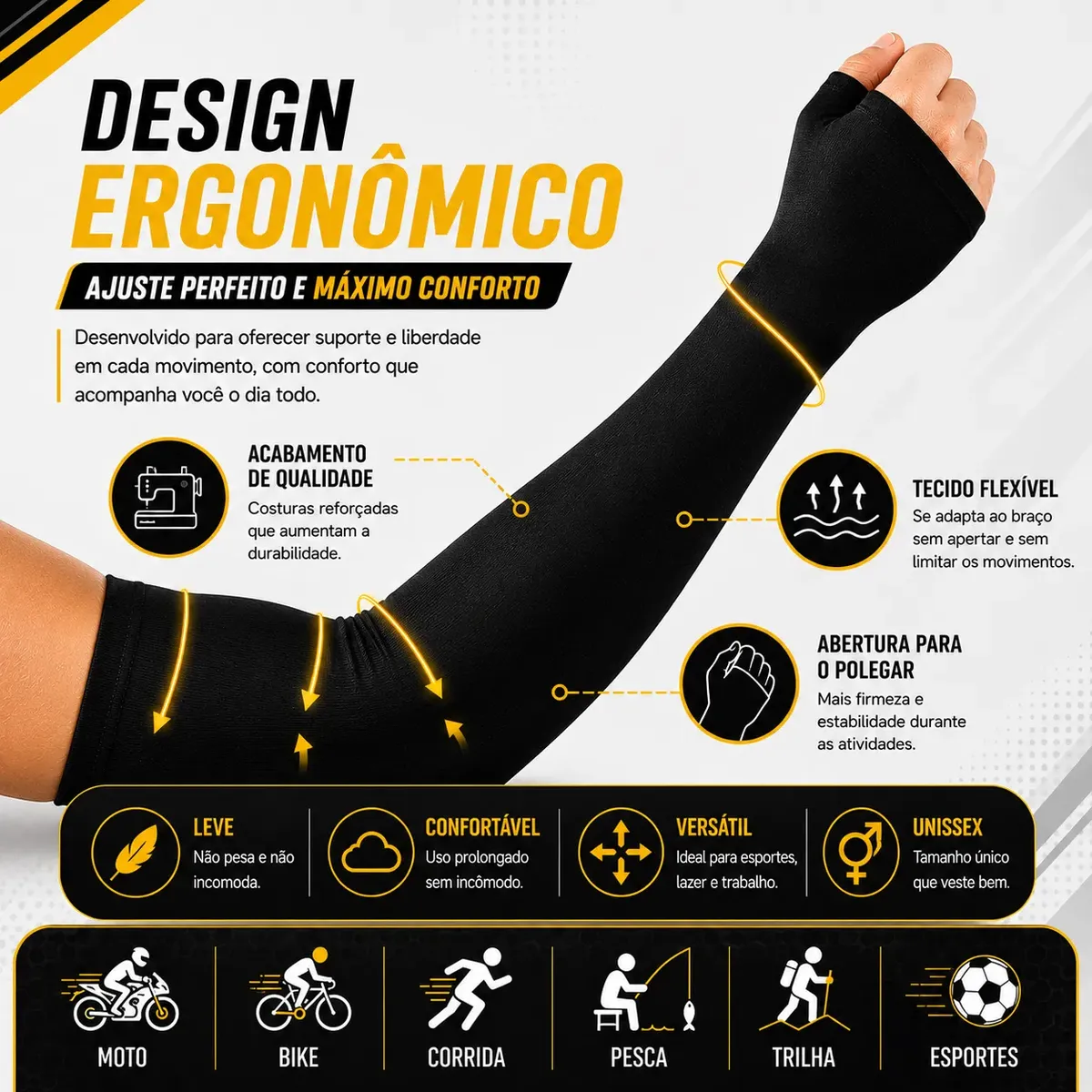 Manguito Kit 3 Proteção Solar Uv50+ Moto Ciclismo Corrida — foto 4