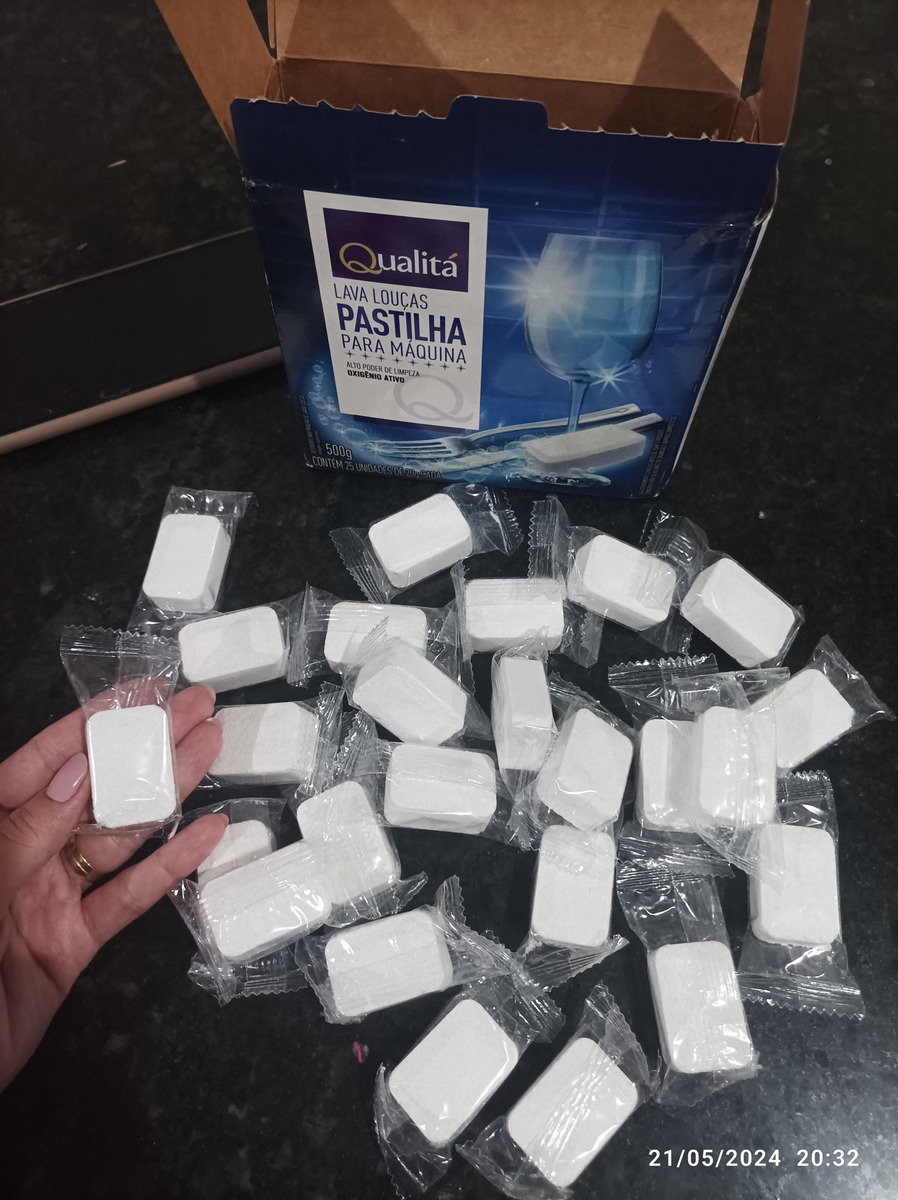 Detergente Pastilha para Máquina de Lavar Louças Qualitá Caixa 500g 25 Unidades