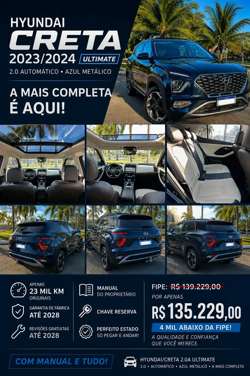 Hyundai Creta 2024 2.0 Ultimate Flex Aut. 5p Hyundai Creta 2024 2.0 Ultimate Flex Aut. 5p