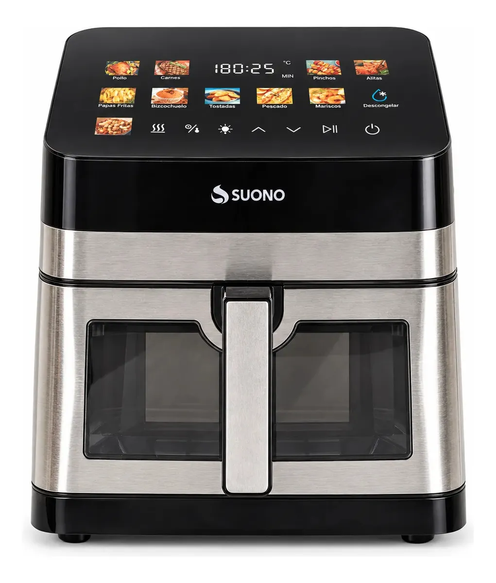 Freidora de Aire Airfryer 9 Lts Suono Edge Pantalla Digital 12 Programas Acero Inoxidable