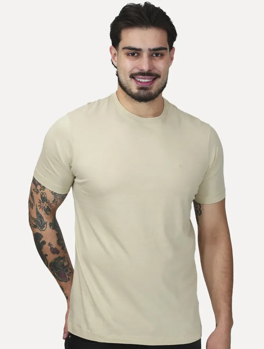 Camiseta Aramis Masculina Basic Lisa Mono Icon Areia
