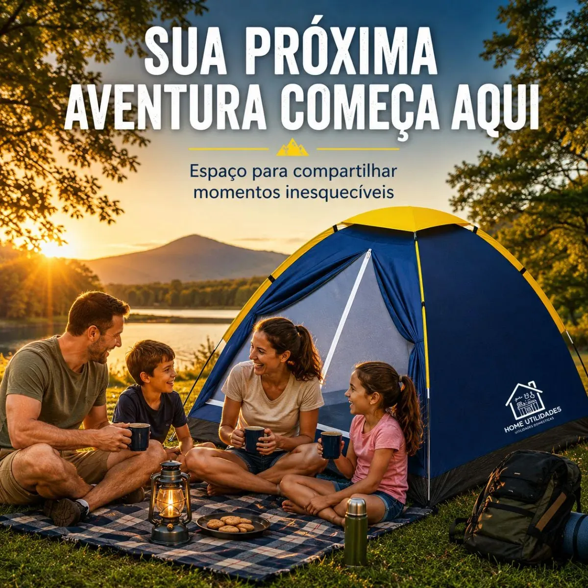Barraca Camping Iglu para 4 Pessoas Azul Leve com Mosquiteiro Janela Estrutura Resistente em Poliéster Fácil Montagem