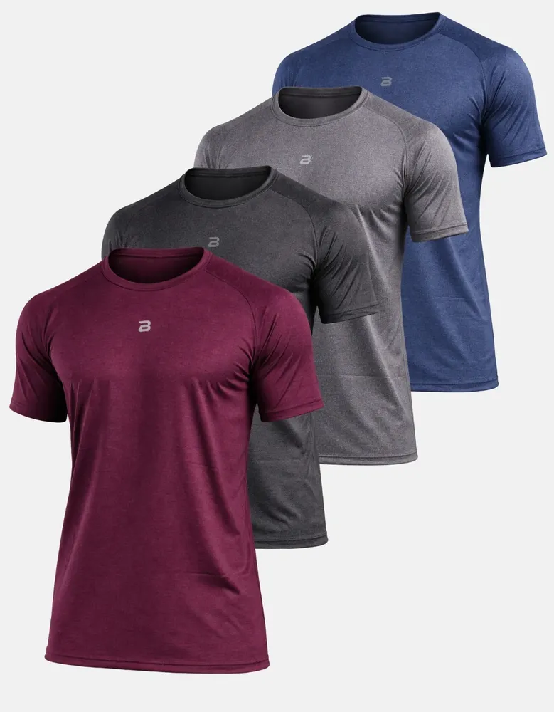 Kit 4 Camisetas Dry Fit Masculina Academia Leve Confortável Bordô/preta/cinza/azul Rajada G