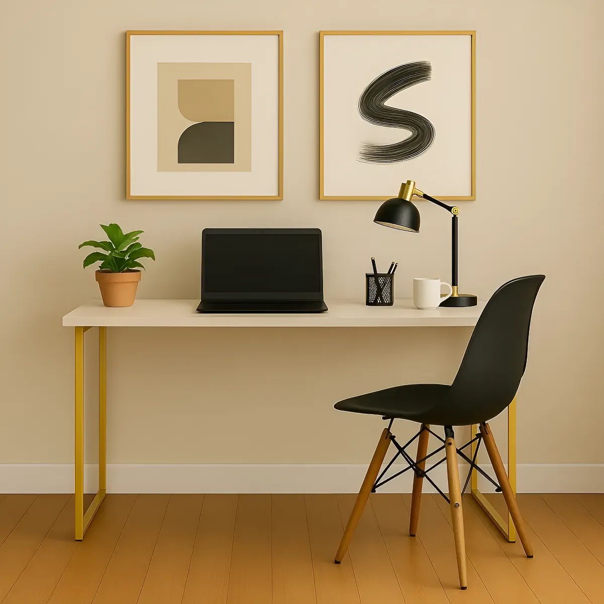 Escrivaninha Industrial 110cm  Mesa Estudo Aparador Pés Aço