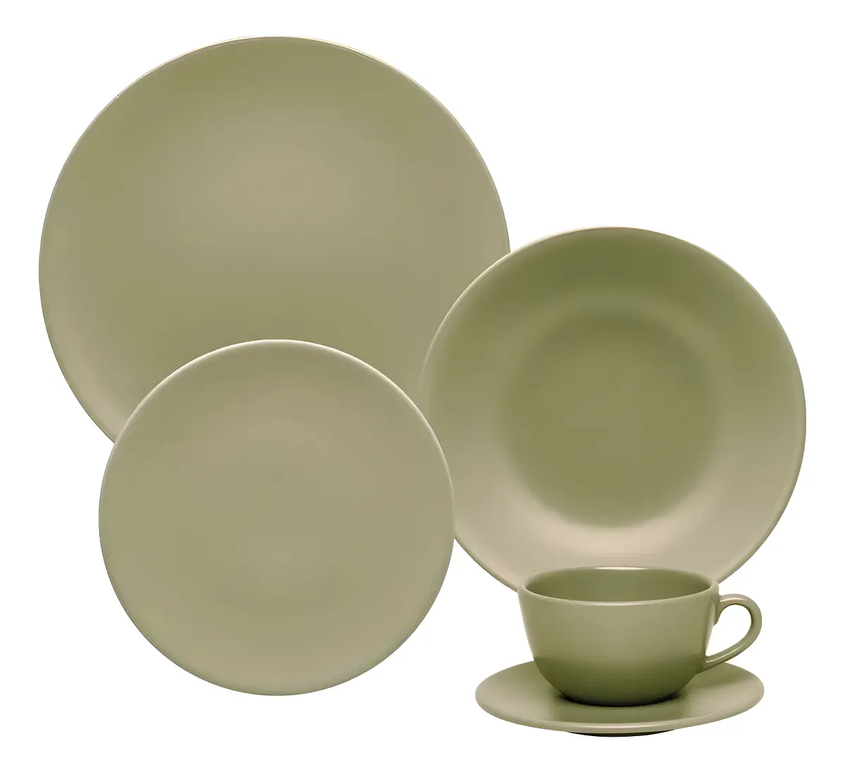 Aparelho De Jantar Oxford Cerâmica Oliva 30 Pç Liso
