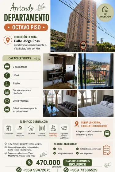 Arriendo Cómodo Departamento En Sector Villa Dulce