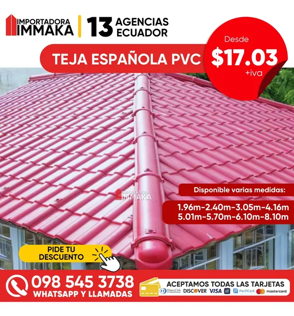 Teja Española Pvc Techo Colonial Pvp Importador Todo Ecuador
